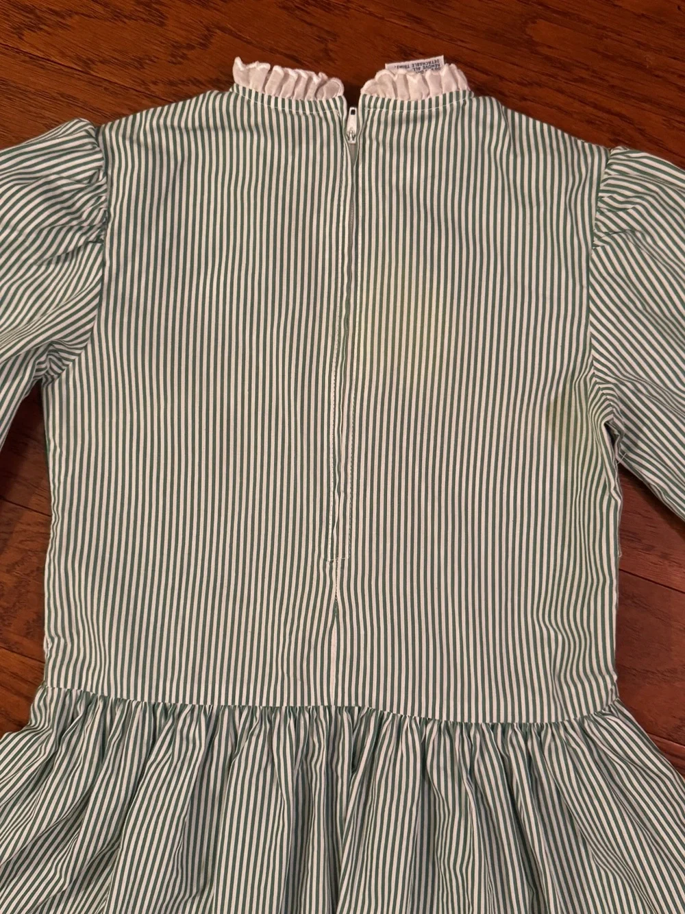 Vintage 1980s Youngland Green White Candy Stripe Christmas Dress - Size 5